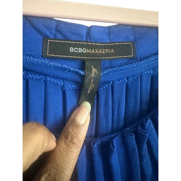 BCBG Max Azria Women's Pleated Two-Tone Mini Dress Size 6 Blue Black Elegant - Picture 9 of 11